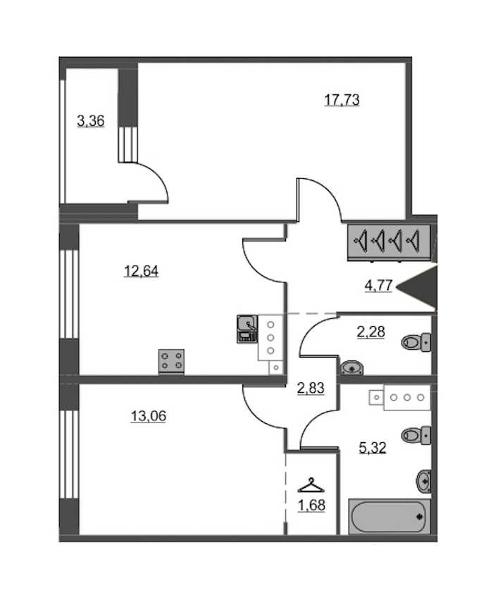 Двухкомнатная квартира в : площадь 60.31 м2 , этаж: 8 – купить в Санкт-Петербурге